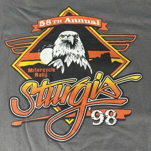 Sturgis 1998 Motorcycle Rally Mens XL Henley Shirt Gray 58th Annual USA